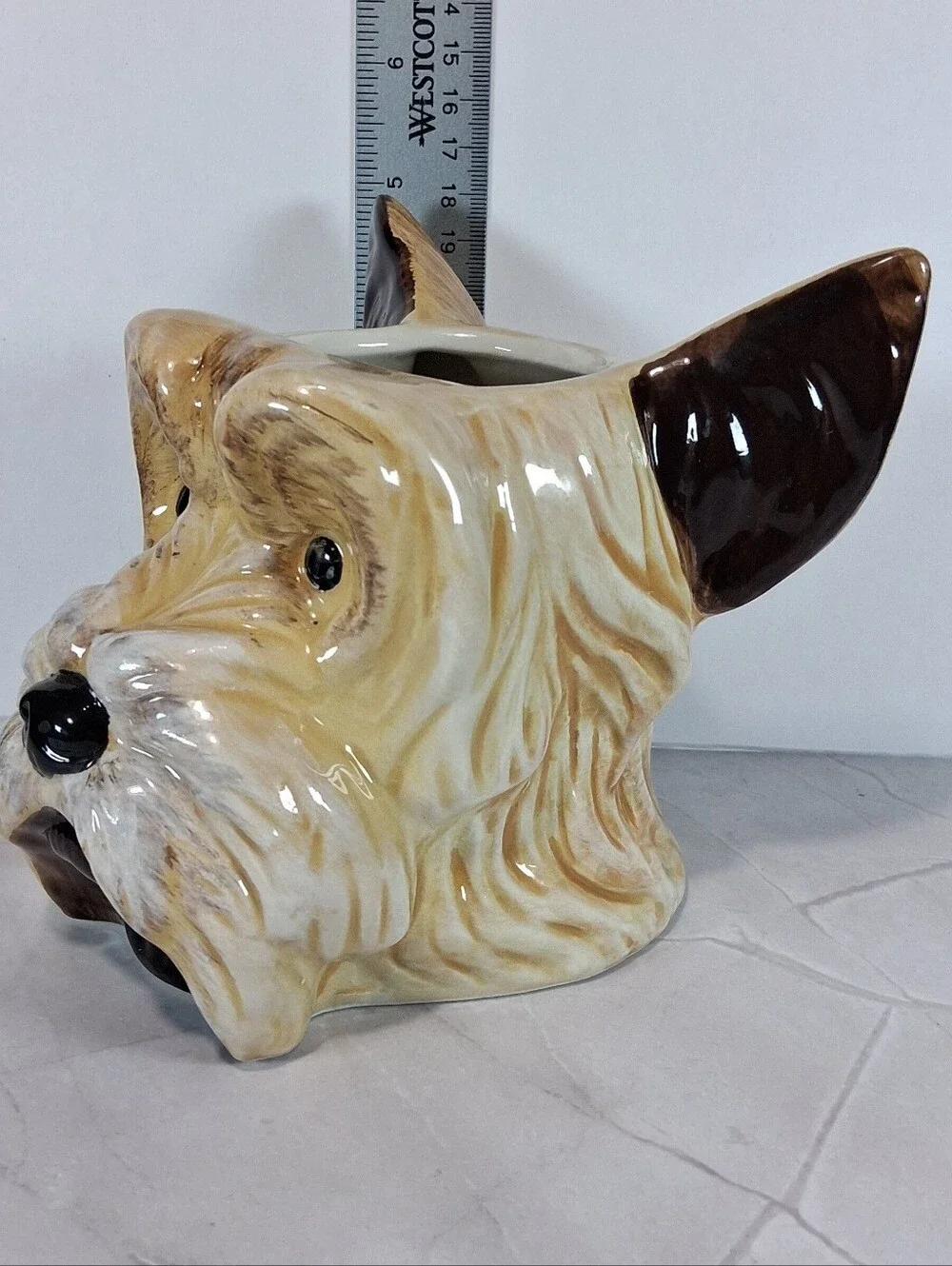 Hobby Lobby Ceramic Terrier Head Vase - Beige and Brown